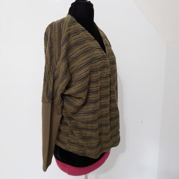 NWT Chalet Moss Green Striped Long Sleeve Wrap Sweater - Picture 2 of 12